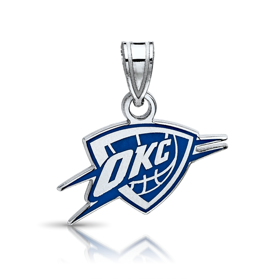 Sterling Silver Rhodium Plated NBA OKC Thunder Sm Enamel Pendant Sterling Silver Rhodium Plated NBA OKC Thunder Sm Enamel Pendant